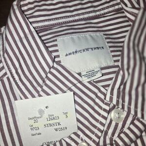 American Eagle Outfitters Men’s Striped Button-Down Shirt - Mauve & White